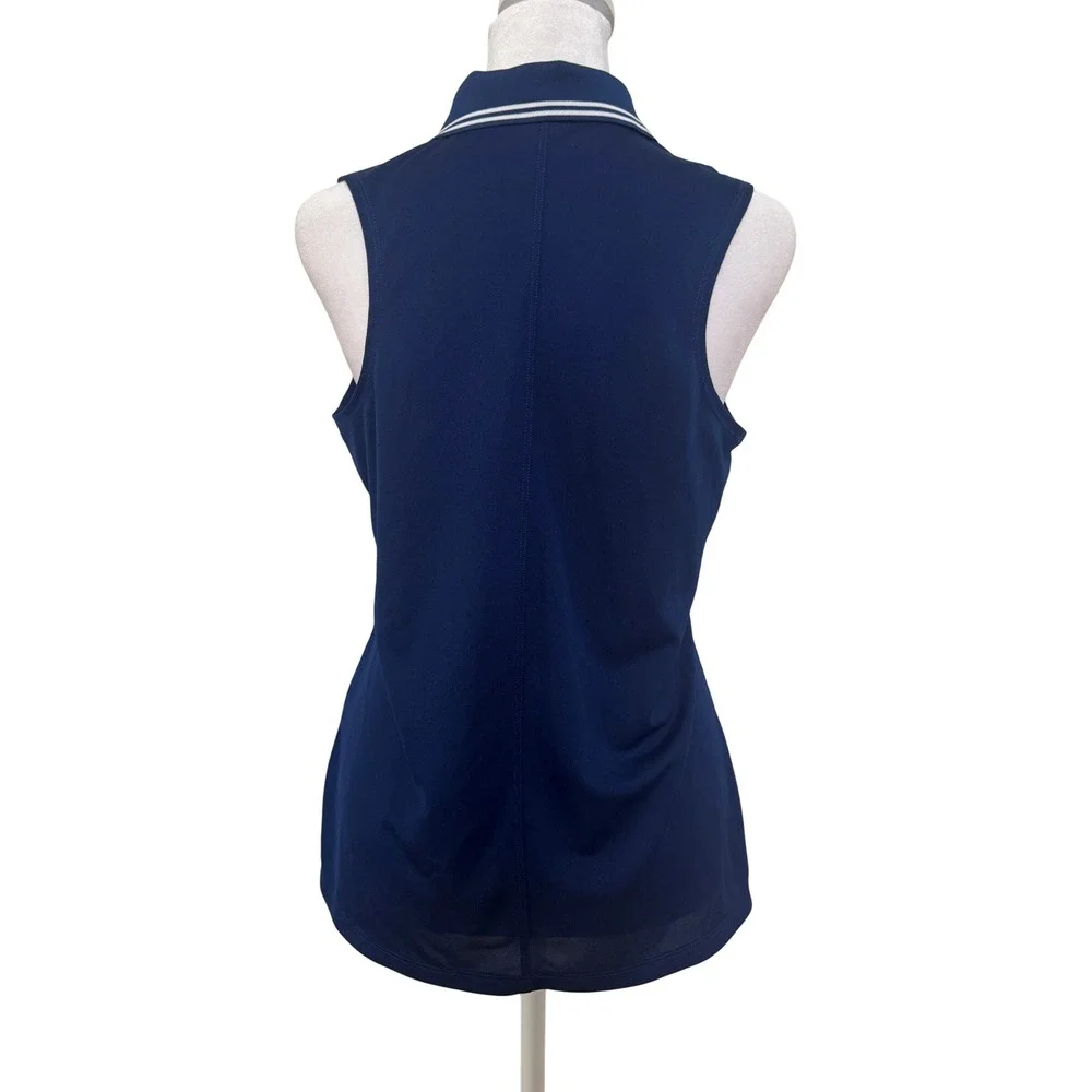 Nike Golf Sleeveless Polo Shirt Women's Athletic Navy Blue White Trim Sz S‎